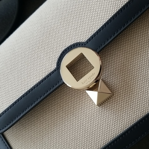 kate spade Audrey Canvas Top Handle Flap Crossbody, Color: Blazer Blue Multi - Picture 12 of 15